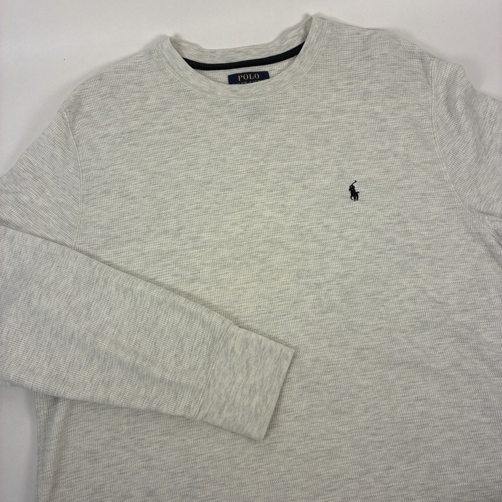 Polo Ralph Lauren Mens XL Beige Heather Henley Shirt Long Sleeve Thermal Outdoor